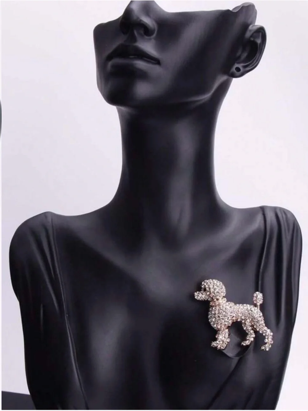Crystal Poodle Dog Brooch Pin - 24k Gold Plated new